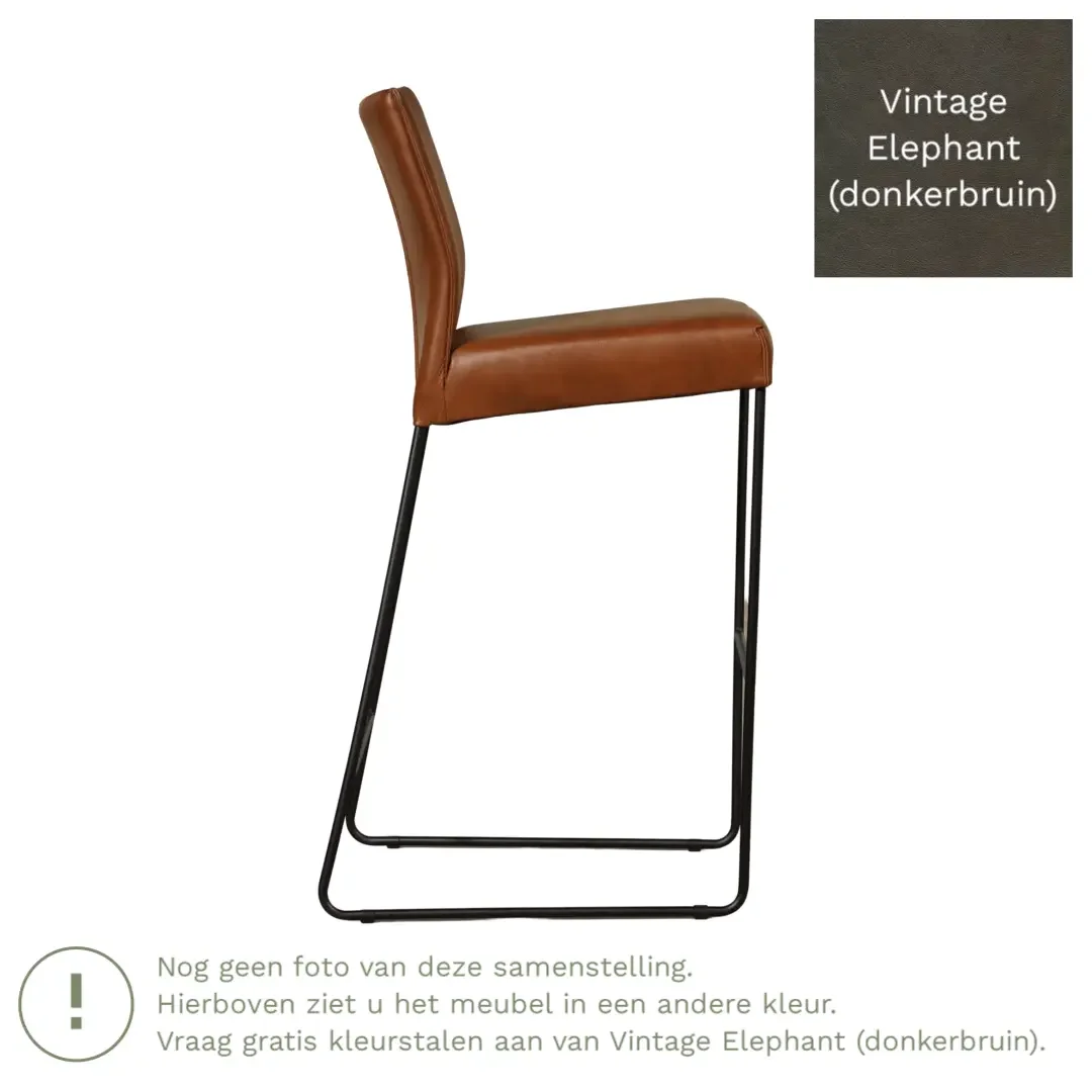 afbeelding van Leren barkruk Mate hoog - Vintage Elephant (donkerbruin)