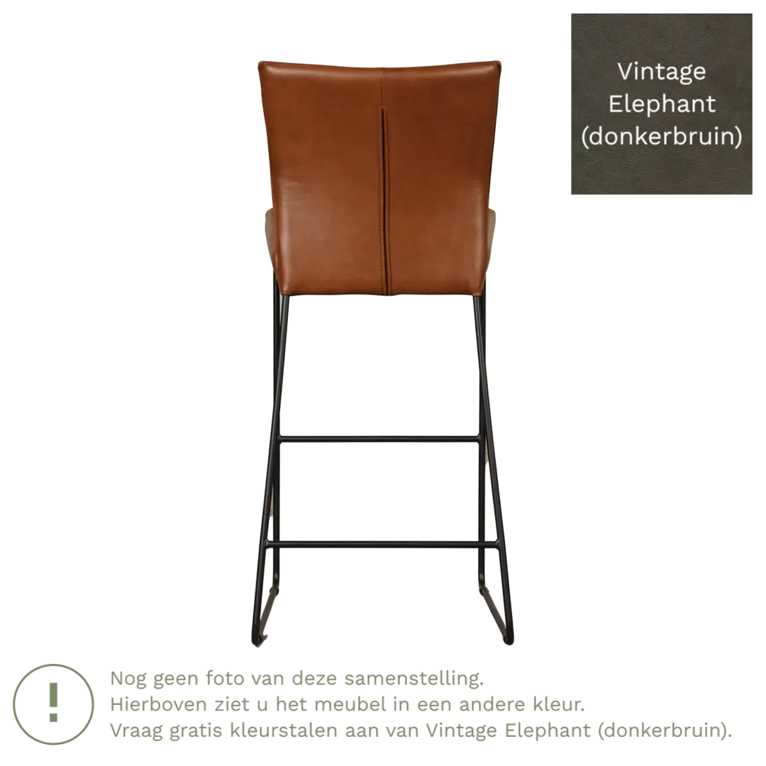 afbeelding van Leren barkruk Mate hoog - Vintage Elephant (donkerbruin)