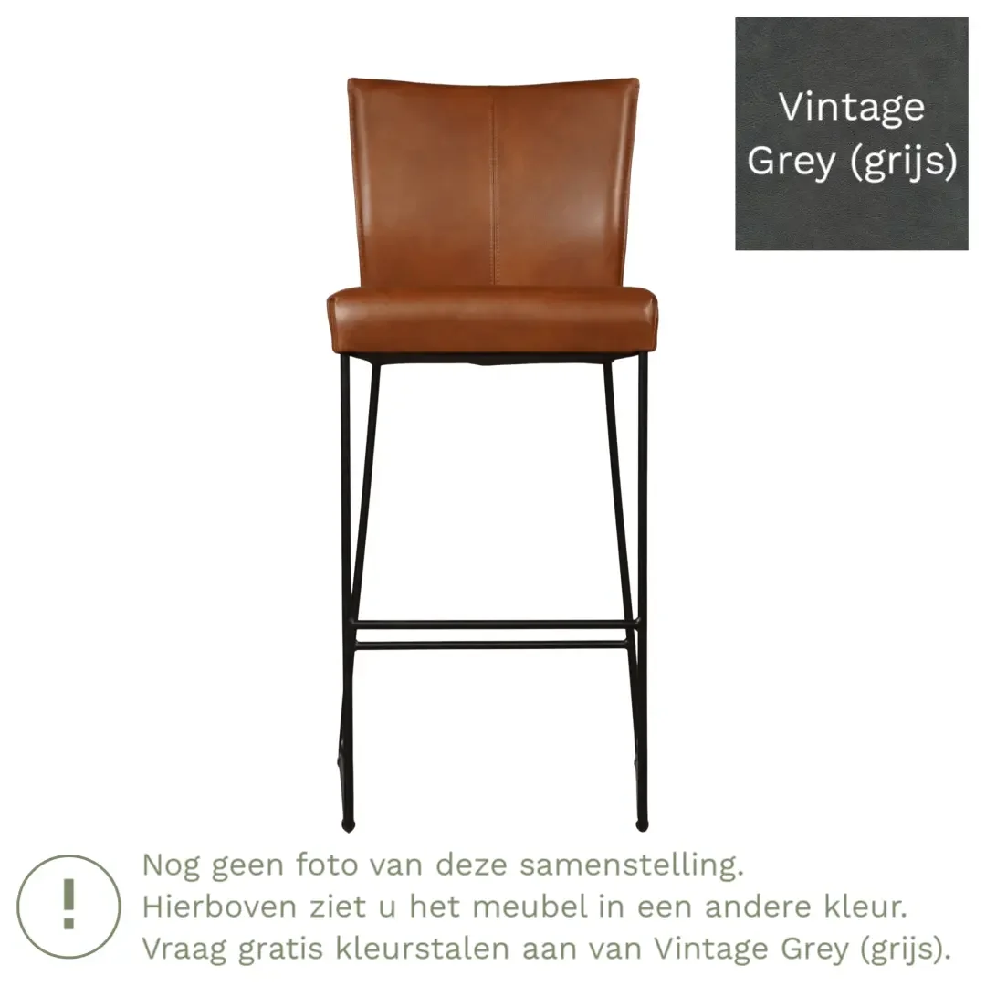 afbeelding van Leren barkruk Mate hoog - Vintage Grey (grijs)