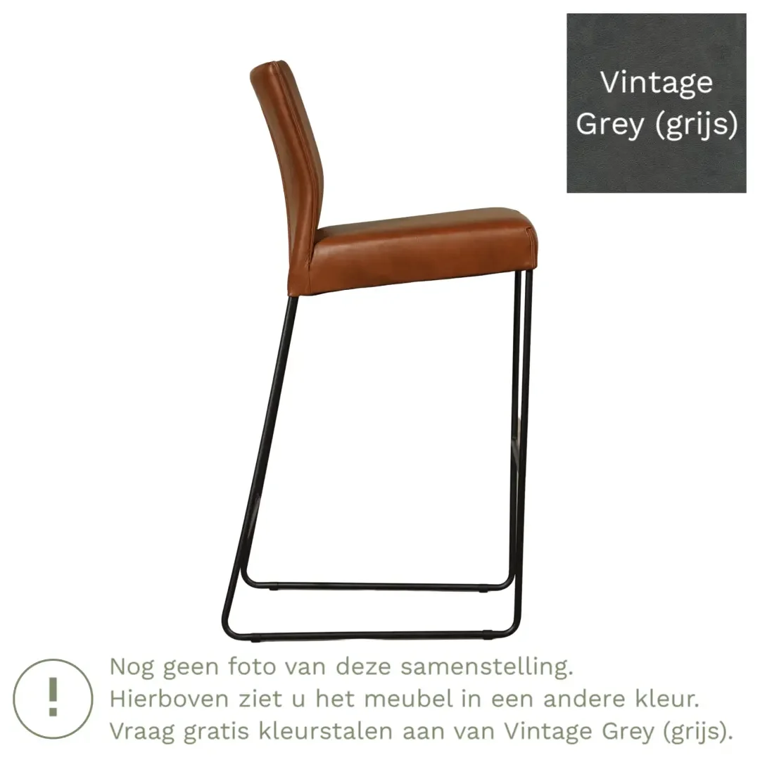 afbeelding van Leren barkruk Mate hoog - Vintage Grey (grijs)
