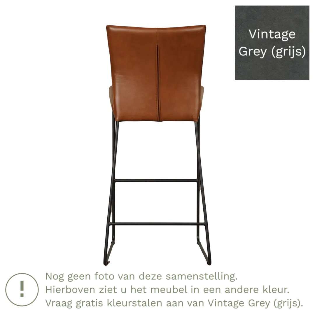 afbeelding van Leren barkruk Mate hoog - Vintage Grey (grijs)