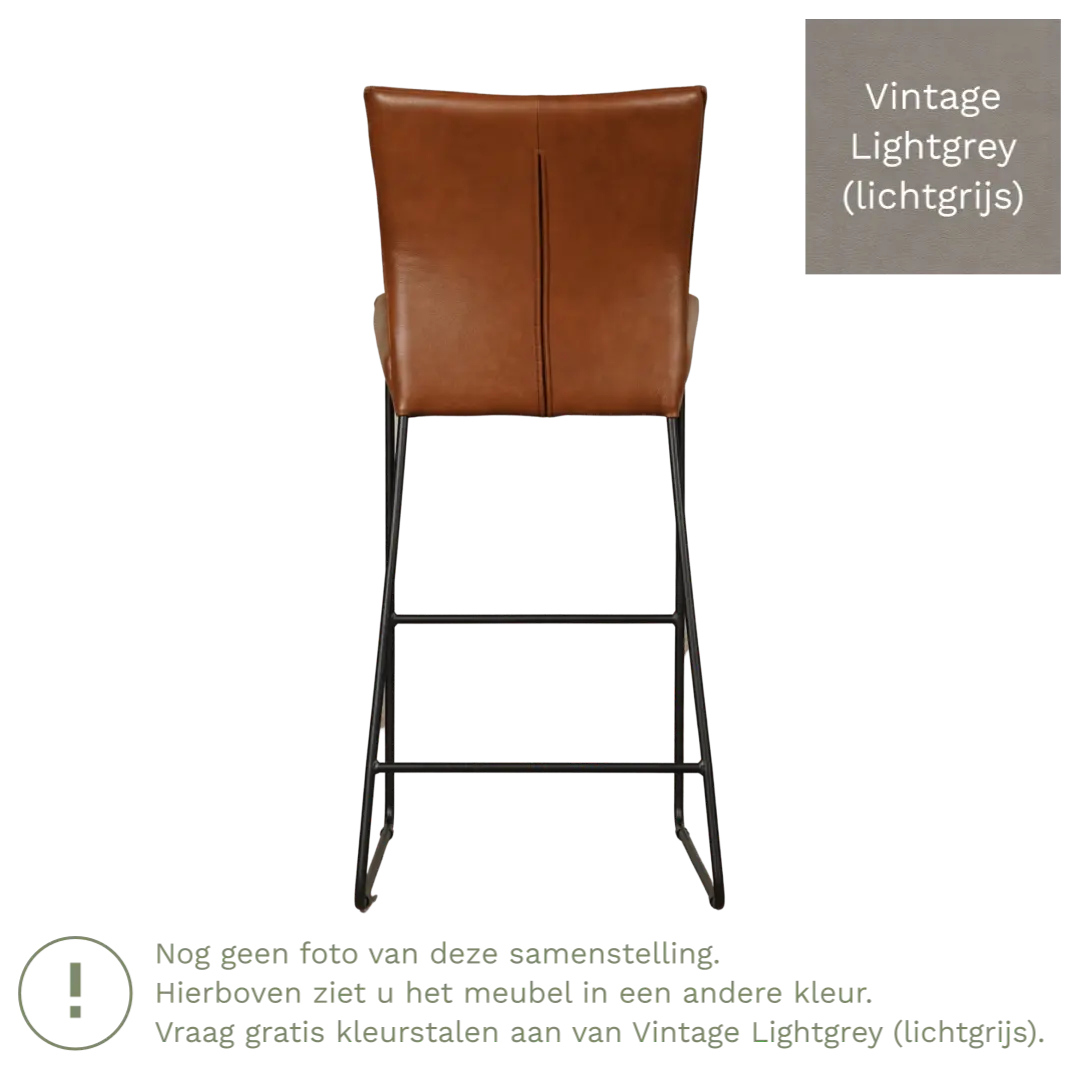 afbeelding van Leren barkruk Mate hoog - Vintage Lightgrey (lichtgrijs)