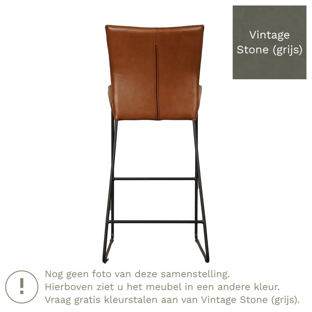 afbeelding van Leren barkruk Mate hoog - Vintage Stone (grijs)
