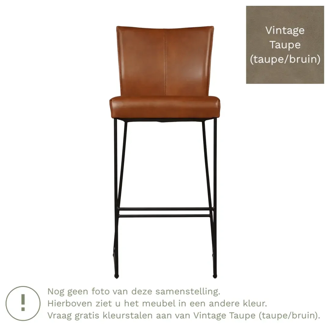 afbeelding van Leren barkruk Mate hoog - Vintage Taupe (taupe/bruin)