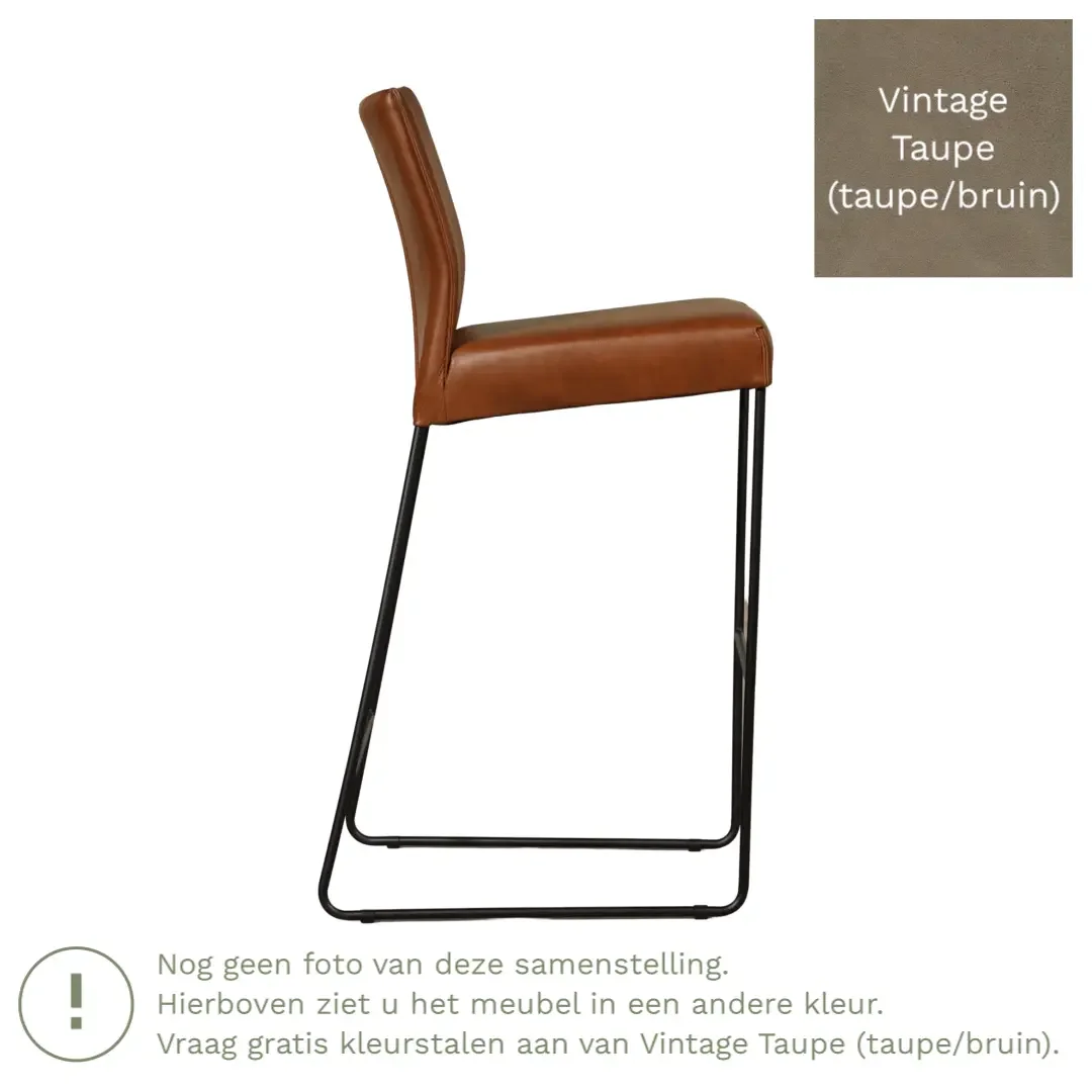 afbeelding van Leren barkruk Mate hoog - Vintage Taupe (taupe/bruin)