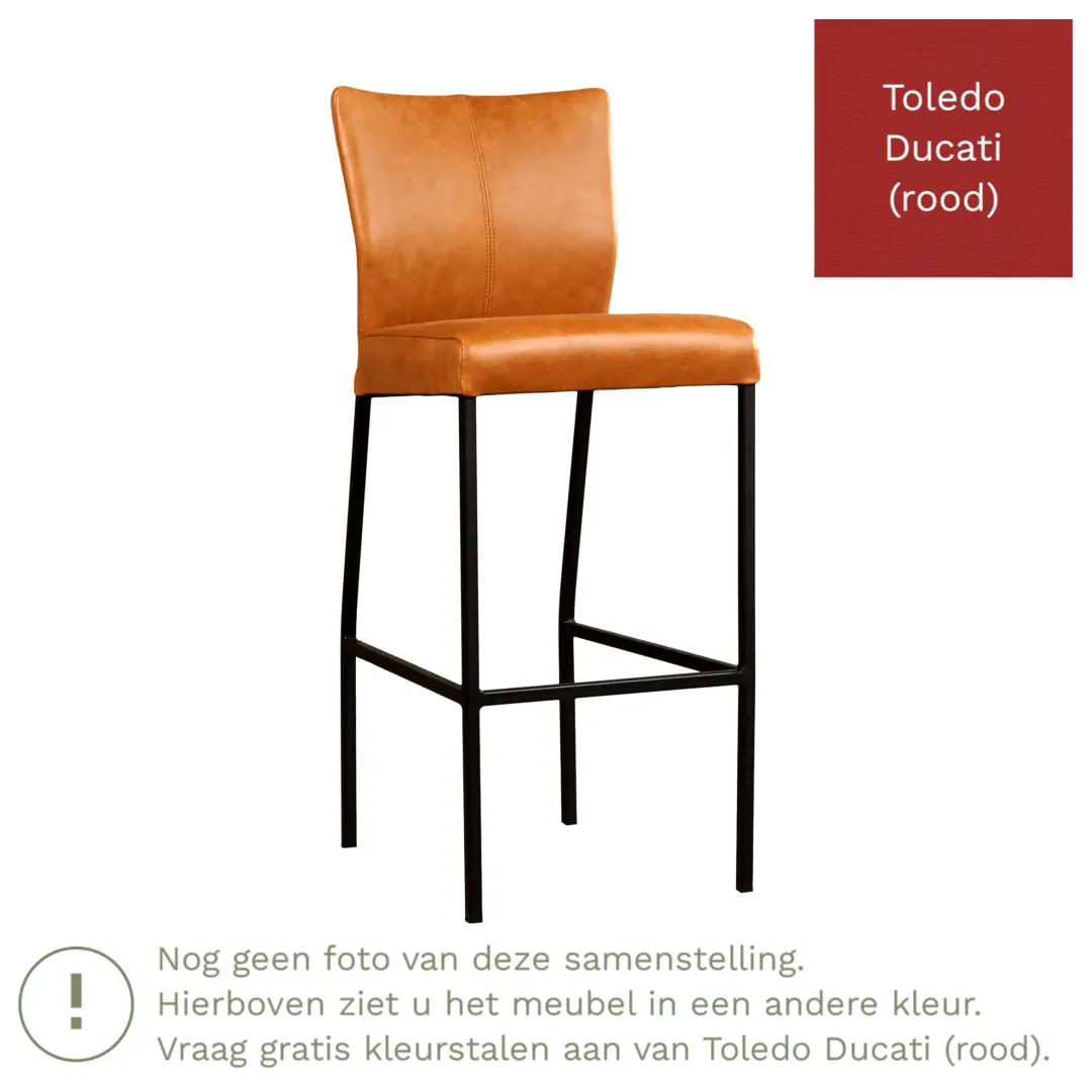 afbeelding van Leren barkruk Revolt hoog - Toledo Ducati (rood) - Poten staal vierkant zwart