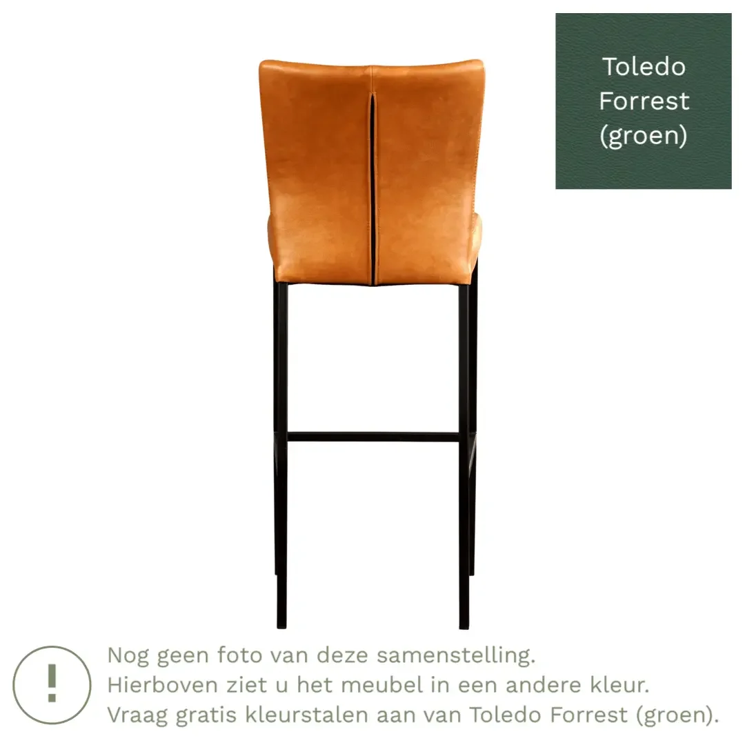 afbeelding van Leren barkruk Revolt hoog - Toledo Forrest (groen) - Poten staal vierkant zwart