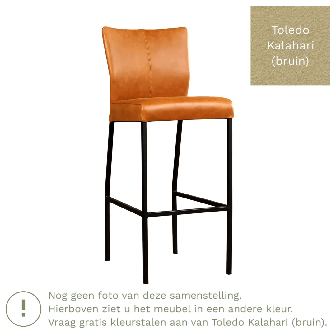 afbeelding van Leren barkruk Revolt hoog - Toledo Kalahari (bruin) - Poten staal vierkant RVS