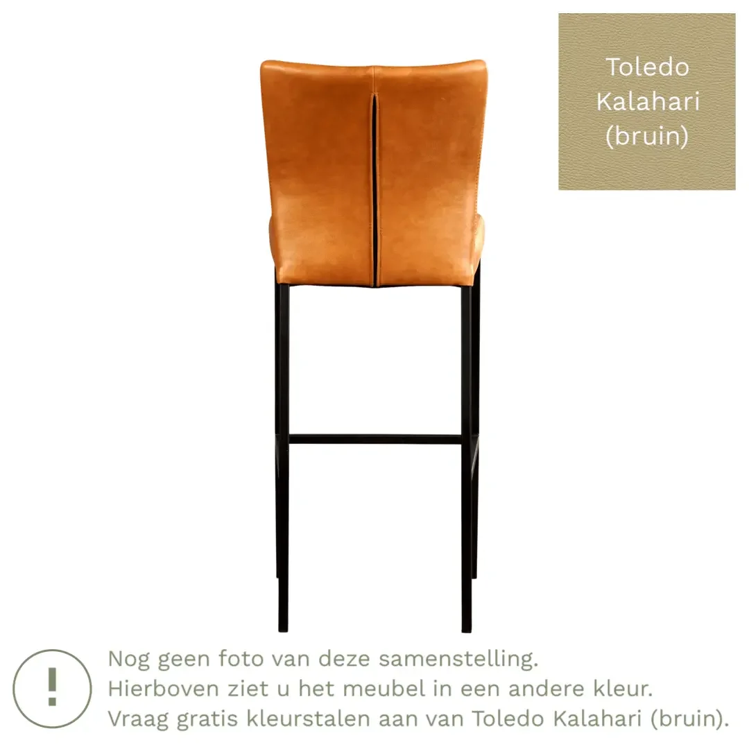 afbeelding van Leren barkruk Revolt hoog - Toledo Kalahari (bruin) - Poten staal vierkant zwart