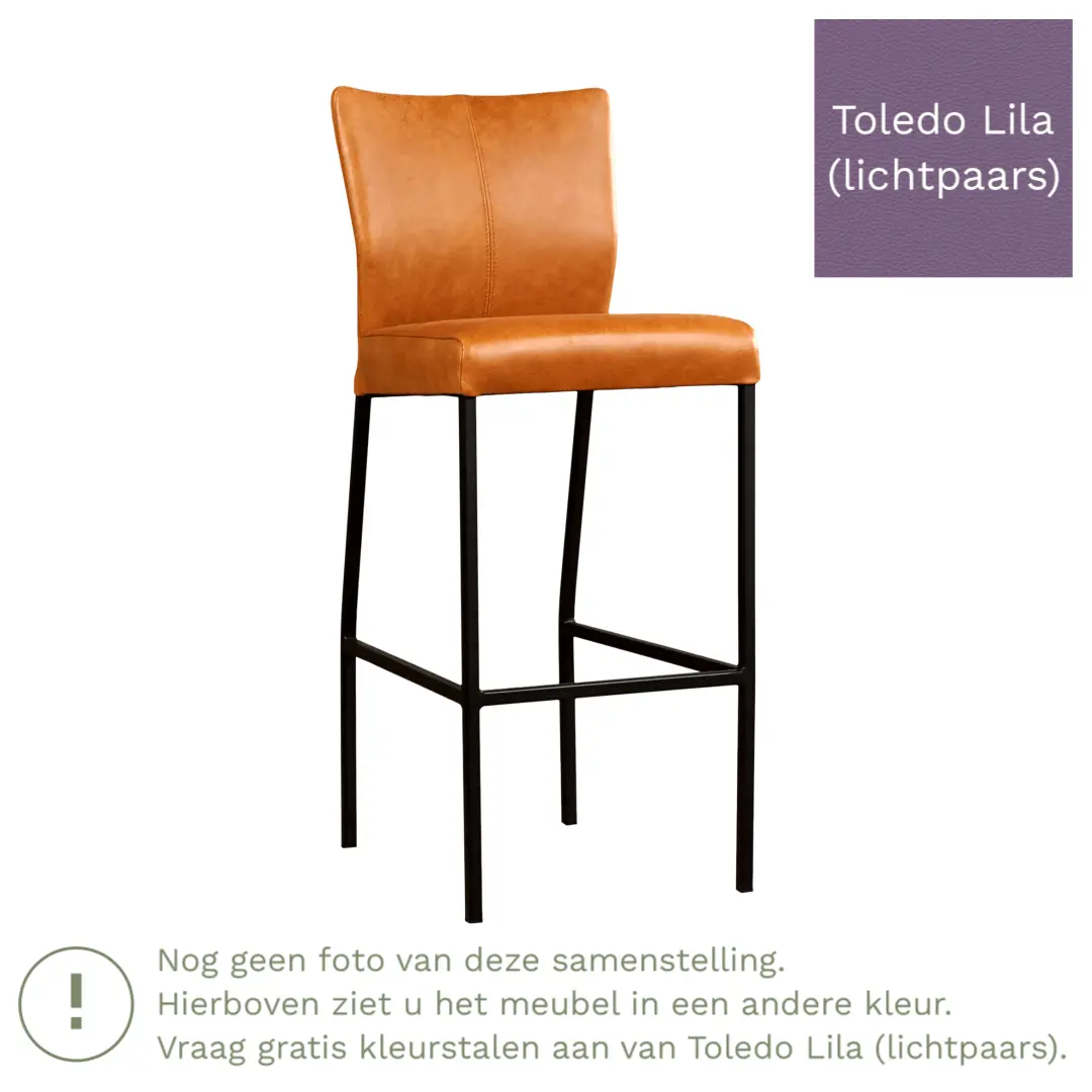 afbeelding van Leren barkruk Revolt hoog - Toledo Lila (lichtpaars) - Poten staal vierkant RVS