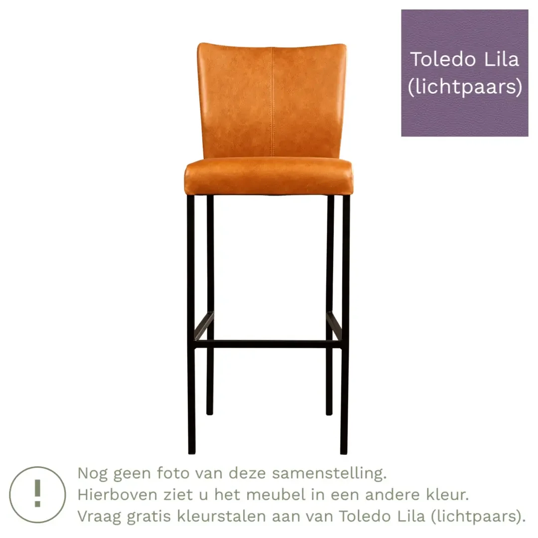 afbeelding van Leren barkruk Revolt hoog - Toledo Lila (lichtpaars) - Poten staal vierkant RVS