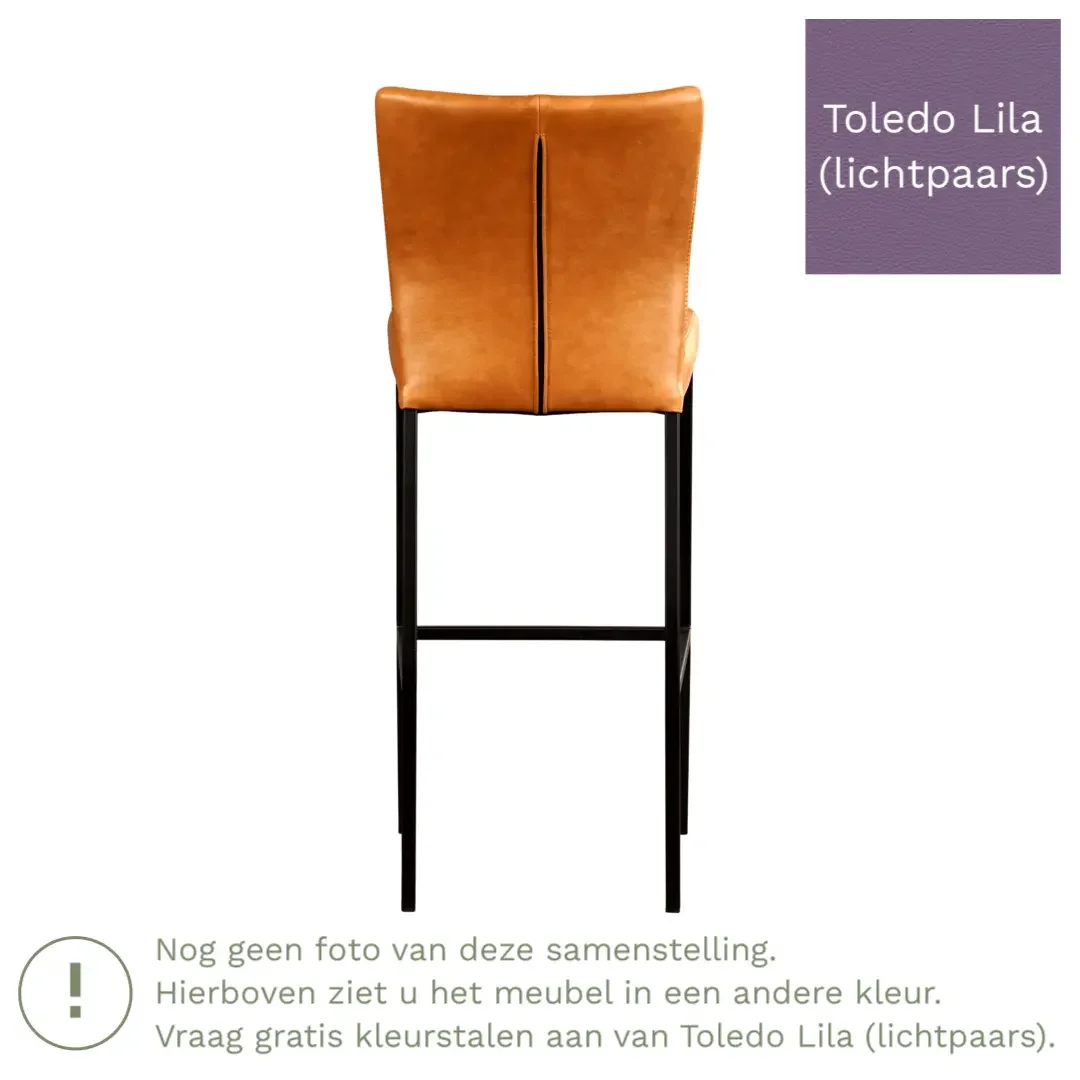 afbeelding van Leren barkruk Revolt hoog - Toledo Lila (lichtpaars) - Poten staal vierkant RVS