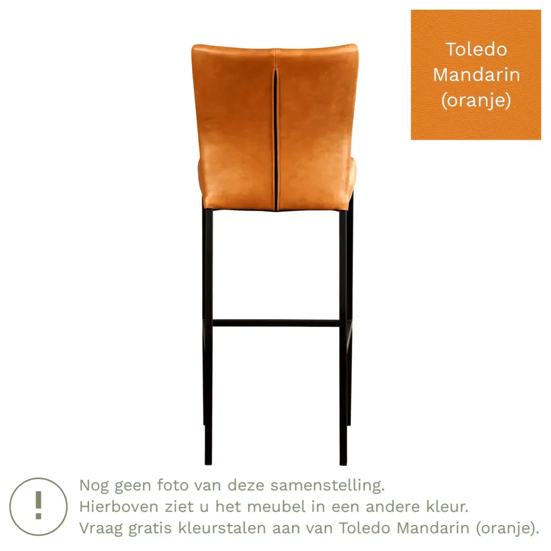 afbeelding van Leren barkruk Revolt hoog - Toledo Mandarin (oranje) - Poten staal vierkant RVS