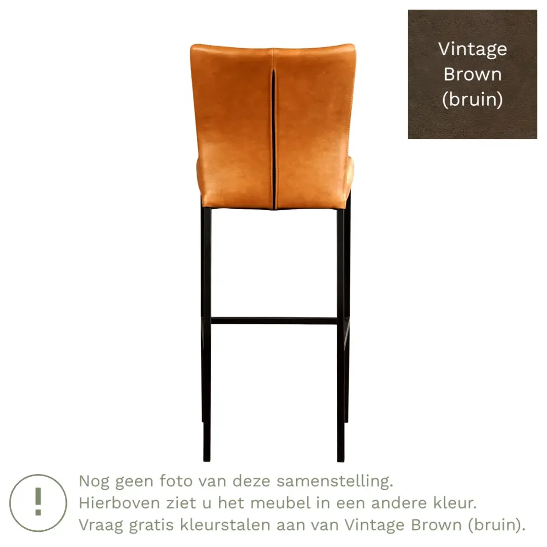 afbeelding van Leren barkruk Revolt hoog - Vintage Brown (bruin) - Poten staal vierkant zwart
