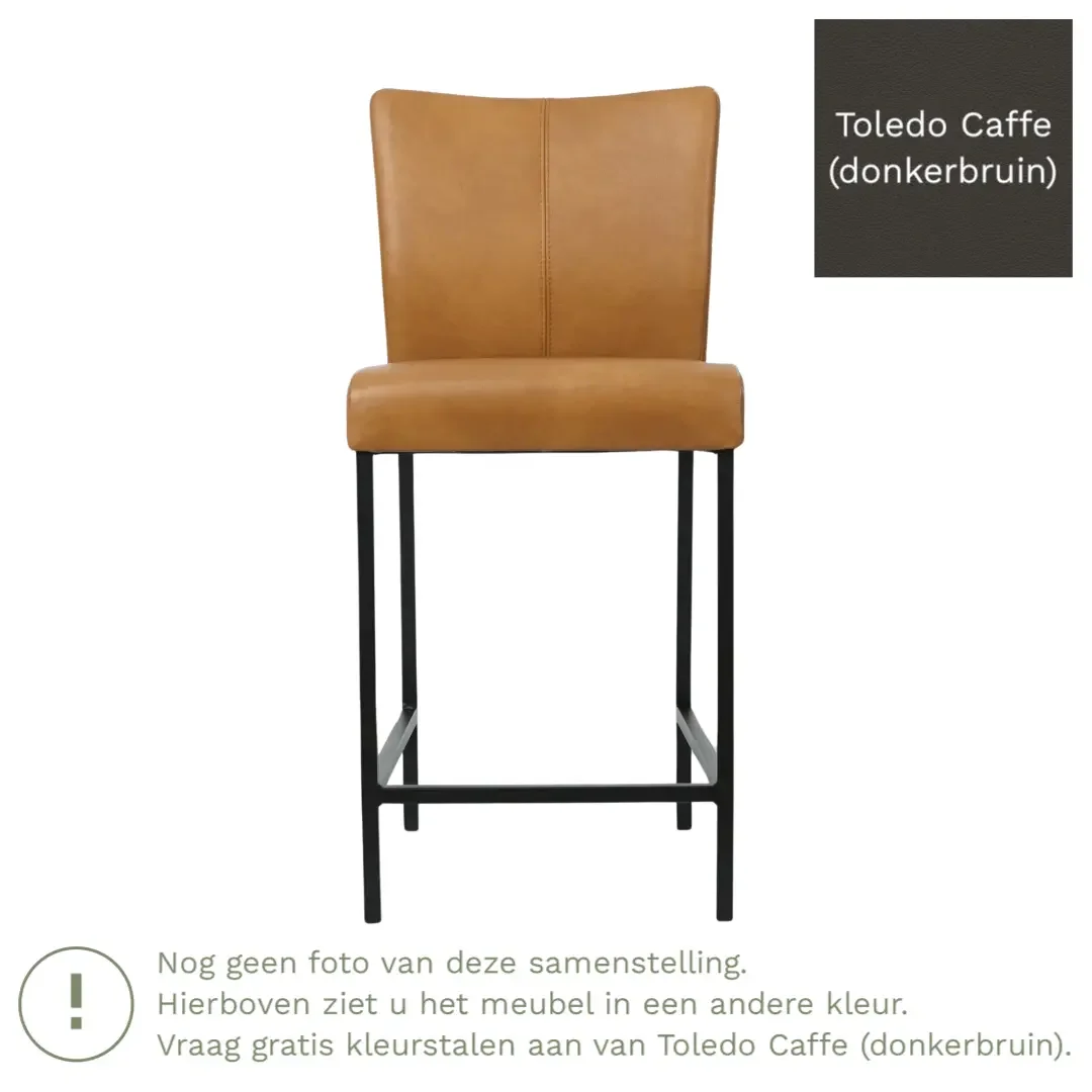 afbeelding van Leren barkruk Revolt laag - Toledo Caffe (donkerbruin) - Poten staal vierkant zwart