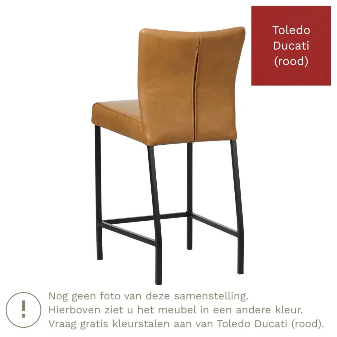 afbeelding van Leren barkruk Revolt laag - Toledo Ducati (rood) - Poten staal vierkant RVS