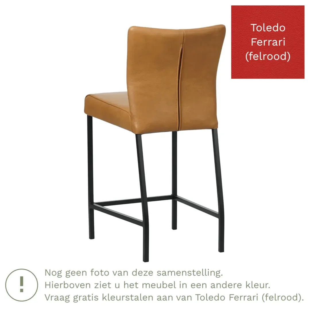 afbeelding van Leren barkruk Revolt laag - Toledo Ferrari (felrood) - Poten staal vierkant RVS
