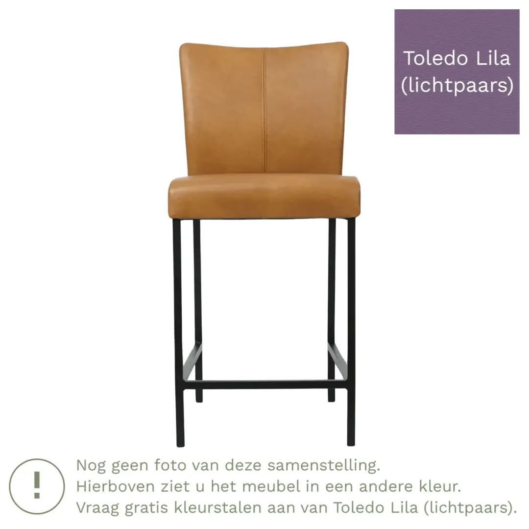 afbeelding van Leren barkruk Revolt laag - Toledo Lila (lichtpaars) - Poten staal vierkant RVS