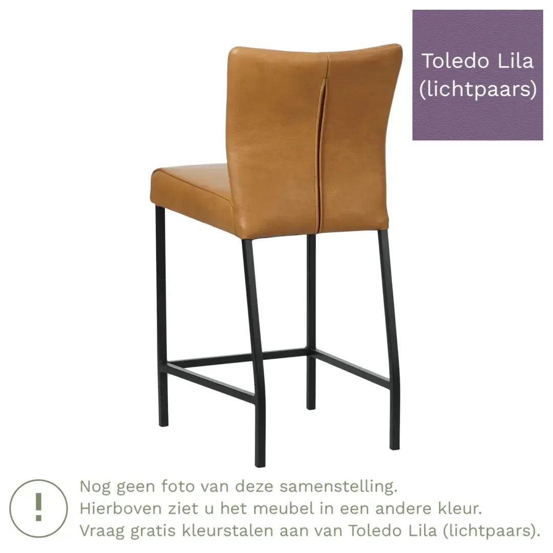 afbeelding van Leren barkruk Revolt laag - Toledo Lila (lichtpaars) - Poten staal vierkant RVS