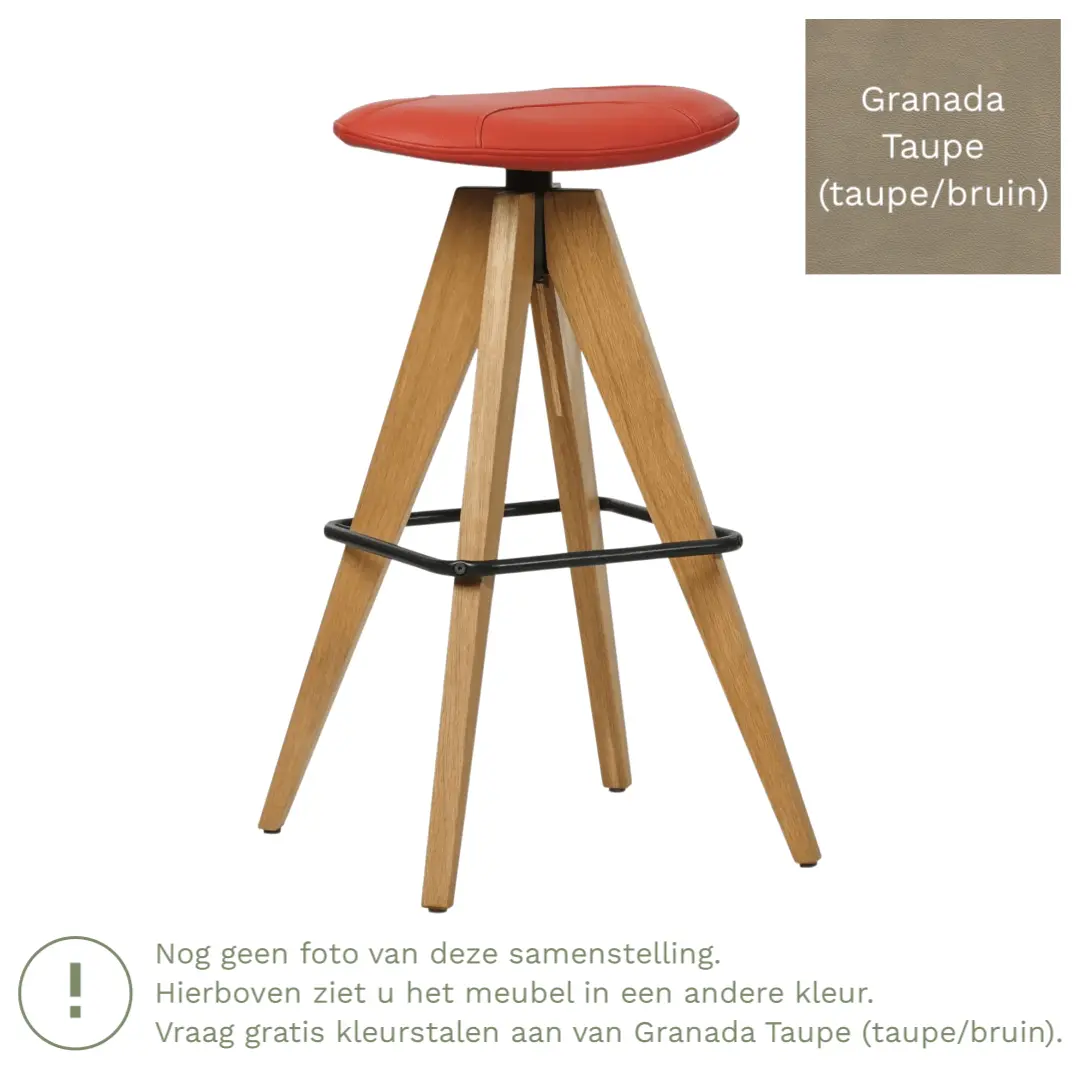 afbeelding van Leren barkruk Spot laag - Granada Taupe (taupe/bruin)