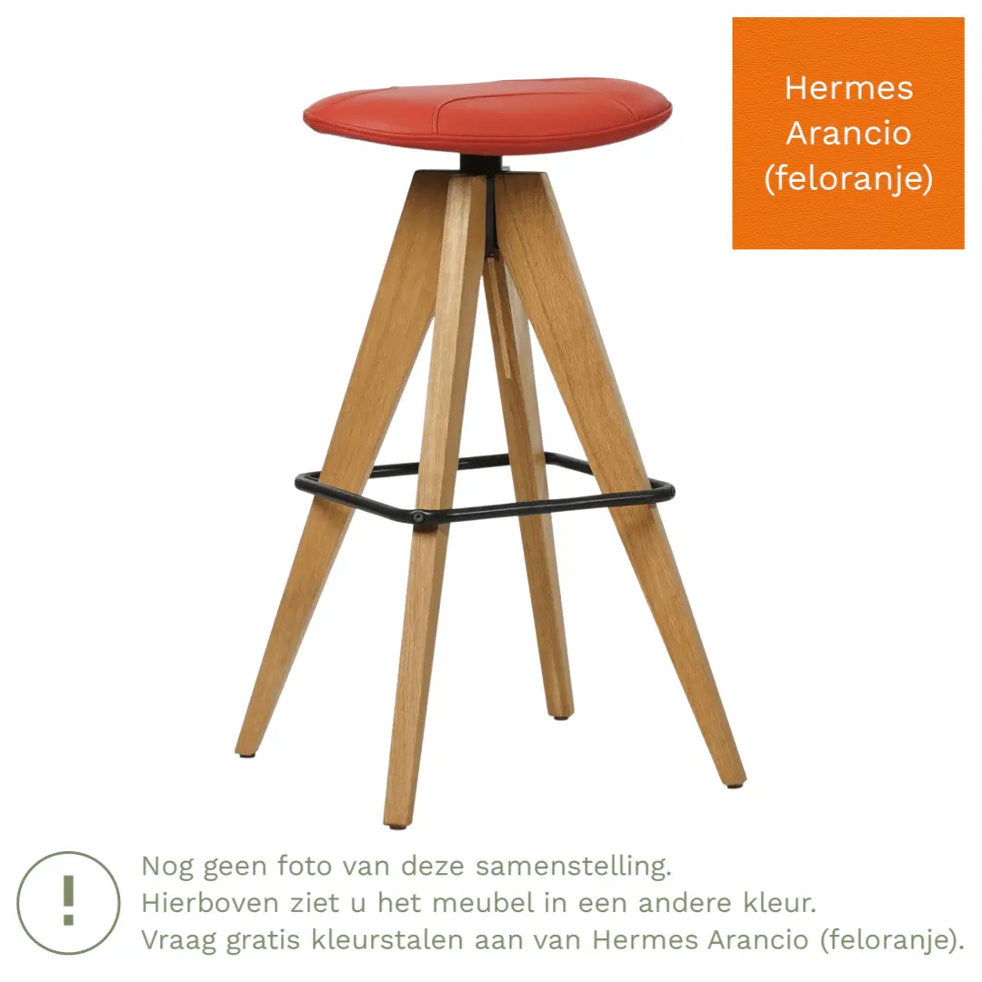afbeelding van Leren barkruk Spot laag - Hermes Arancio (feloranje)
