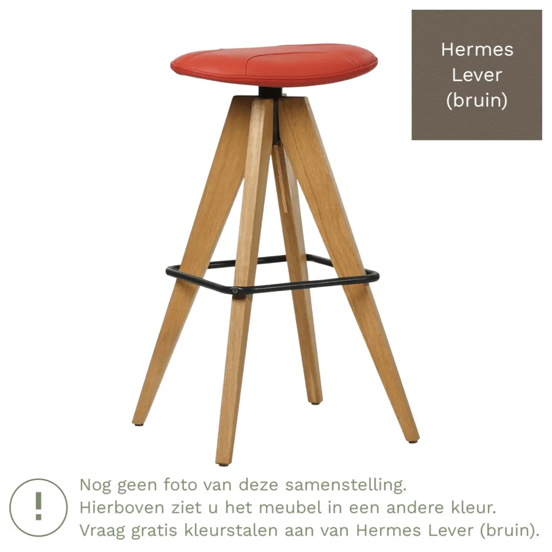 afbeelding van Leren barkruk Spot laag - Hermes Lever (bruin)