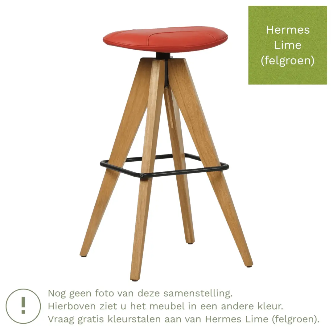 afbeelding van Leren barkruk Spot laag - Hermes Lime (felgroen)