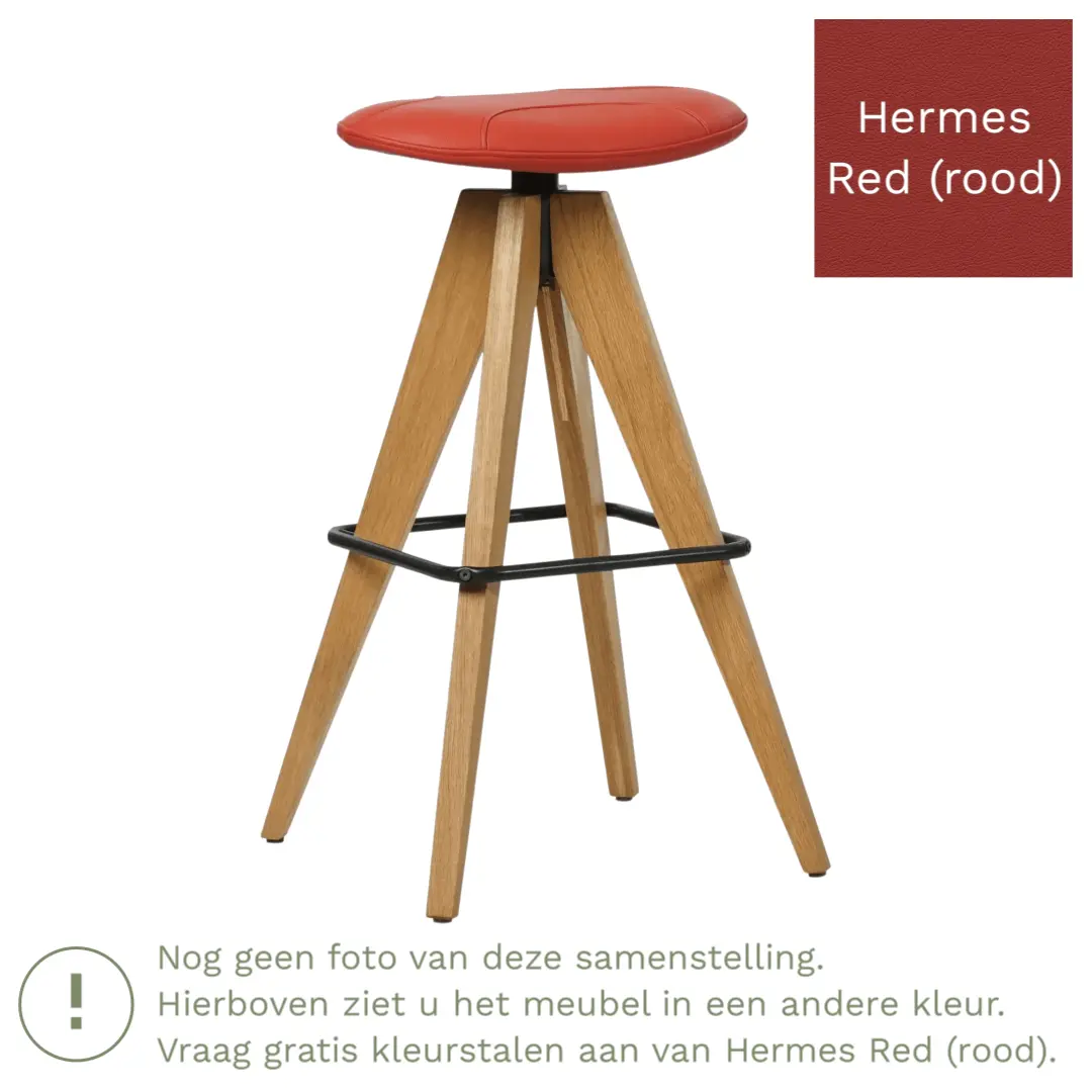 afbeelding van Leren barkruk Spot laag - Hermes Red (rood)