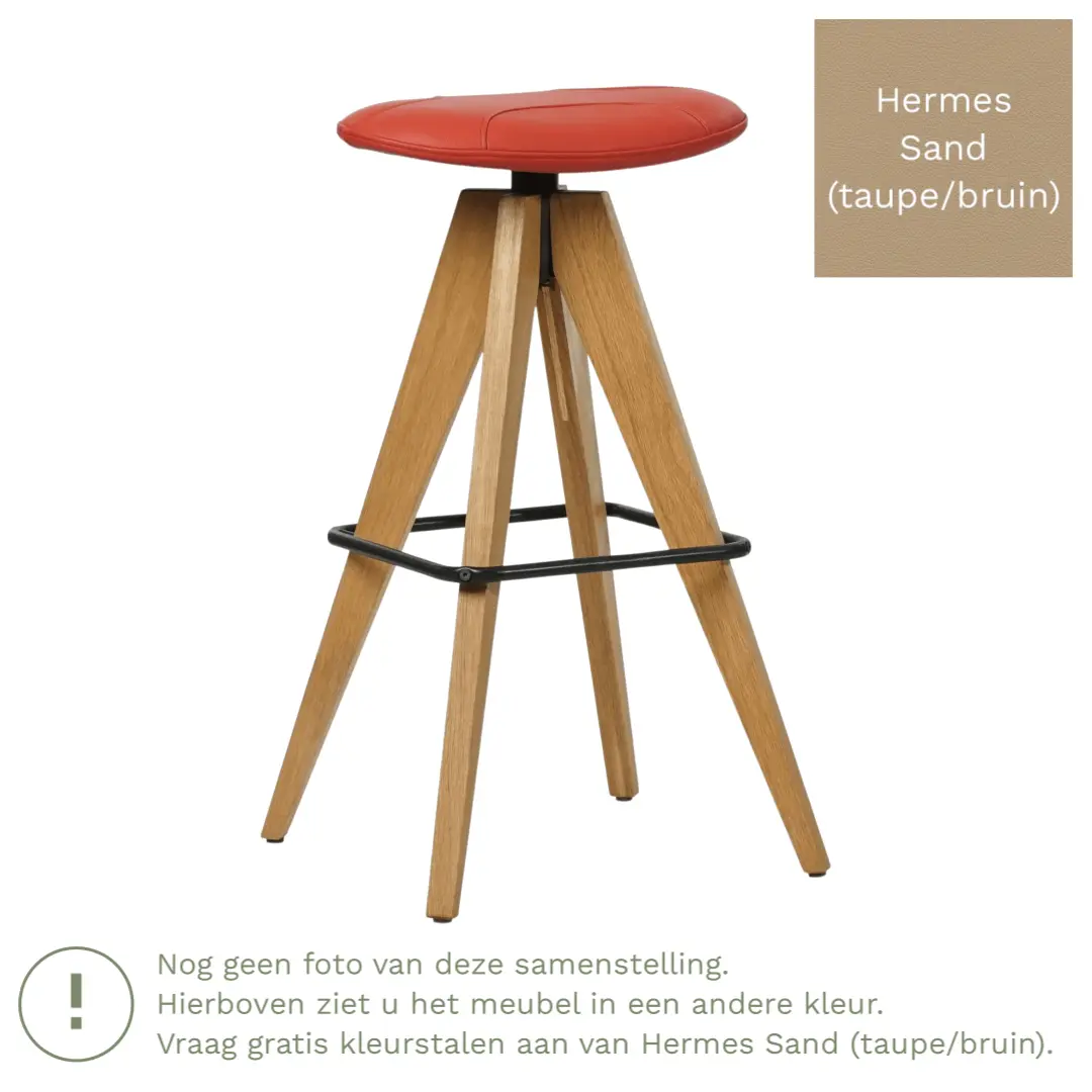 afbeelding van Leren barkruk Spot laag - Hermes Sand (taupe/bruin)