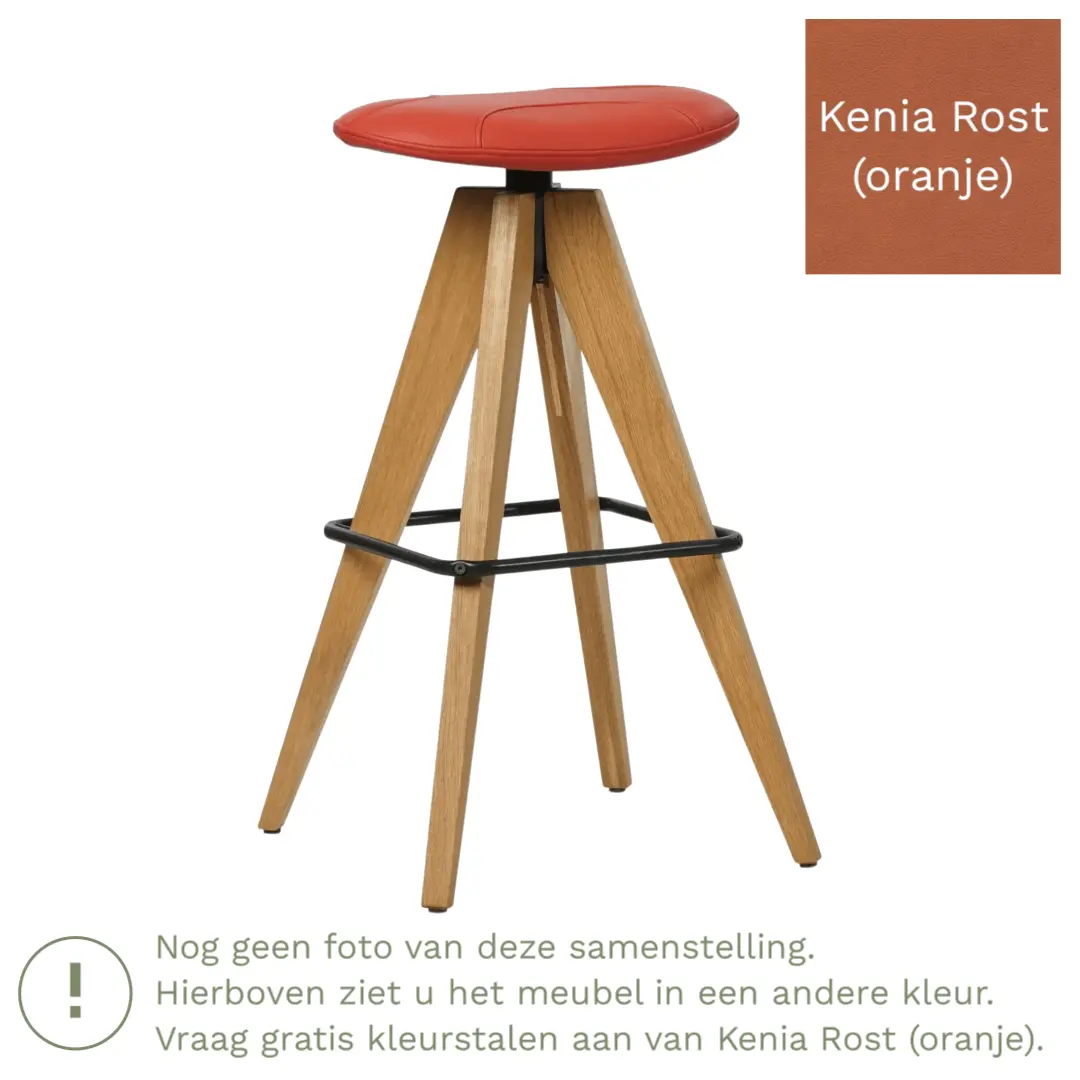 afbeelding van Leren barkruk Spot laag - Kenia Rost (oranje)