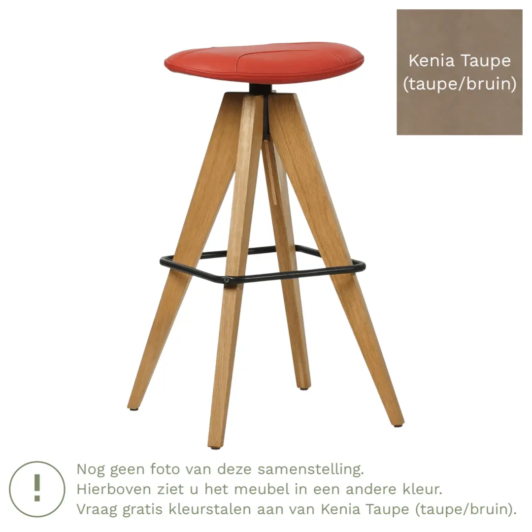 afbeelding van Leren barkruk Spot laag - Kenia Taupe (taupe/bruin)