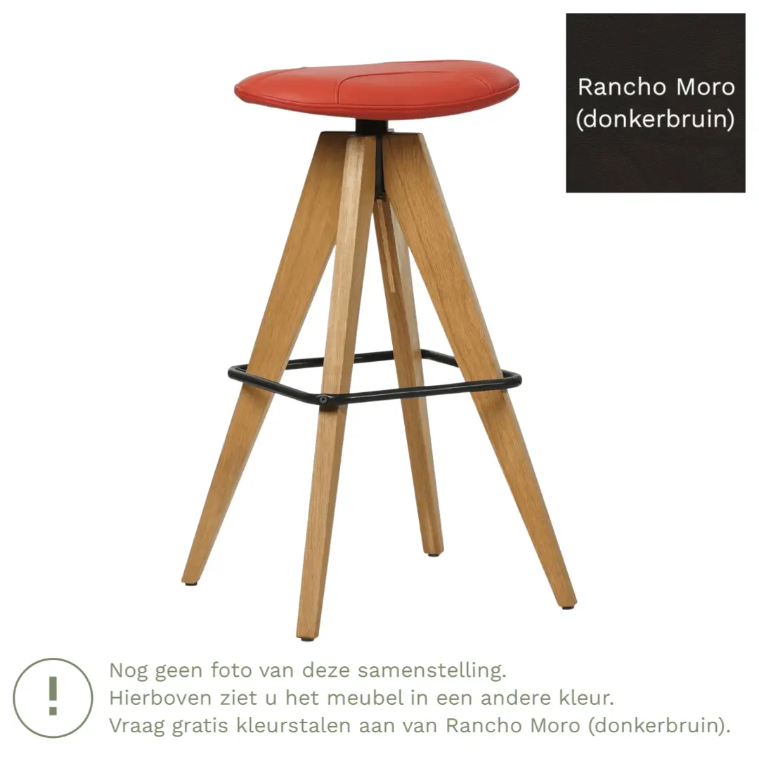 afbeelding van Leren barkruk Spot laag - Rancho Moro (donkerbruin)