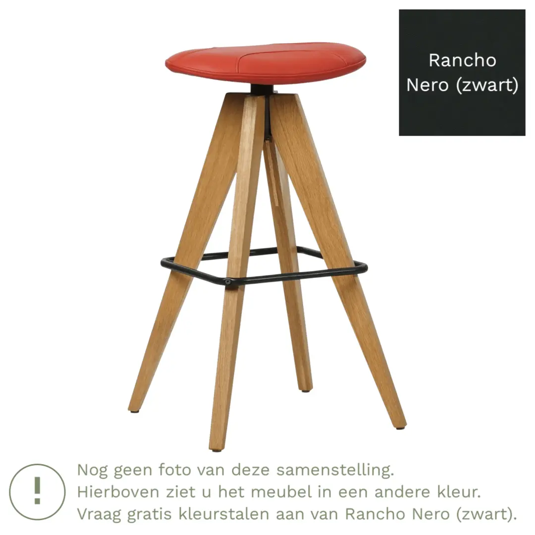 afbeelding van Leren barkruk Spot laag - Rancho Nero (zwart)