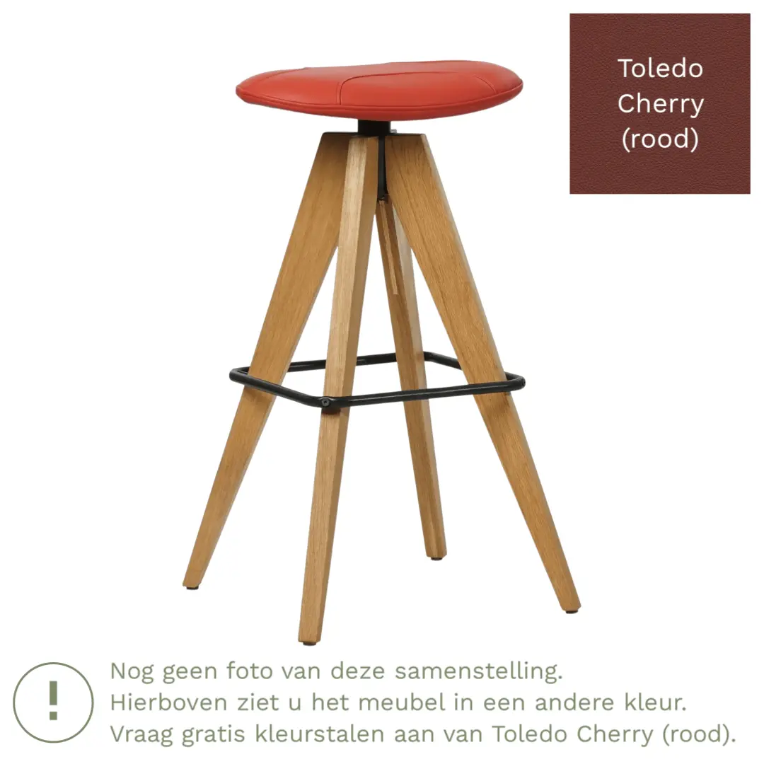 afbeelding van Leren barkruk Spot laag - Toledo Cherry (rood)