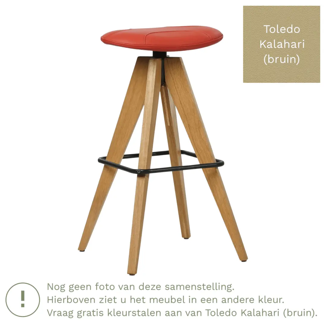 afbeelding van Leren barkruk Spot laag - Toledo Kalahari (bruin)