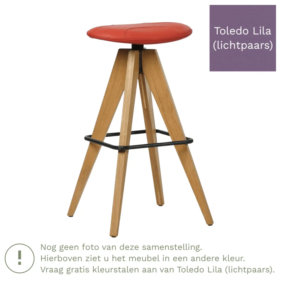 afbeelding van Leren barkruk Spot laag - Toledo Lila (lichtpaars)