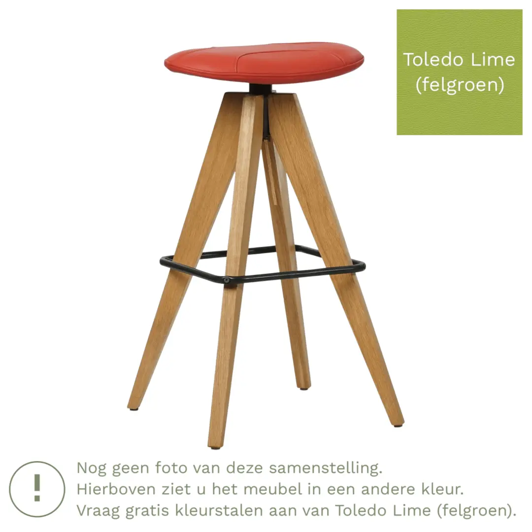 afbeelding van Leren barkruk Spot laag - Toledo Lime (felgroen)