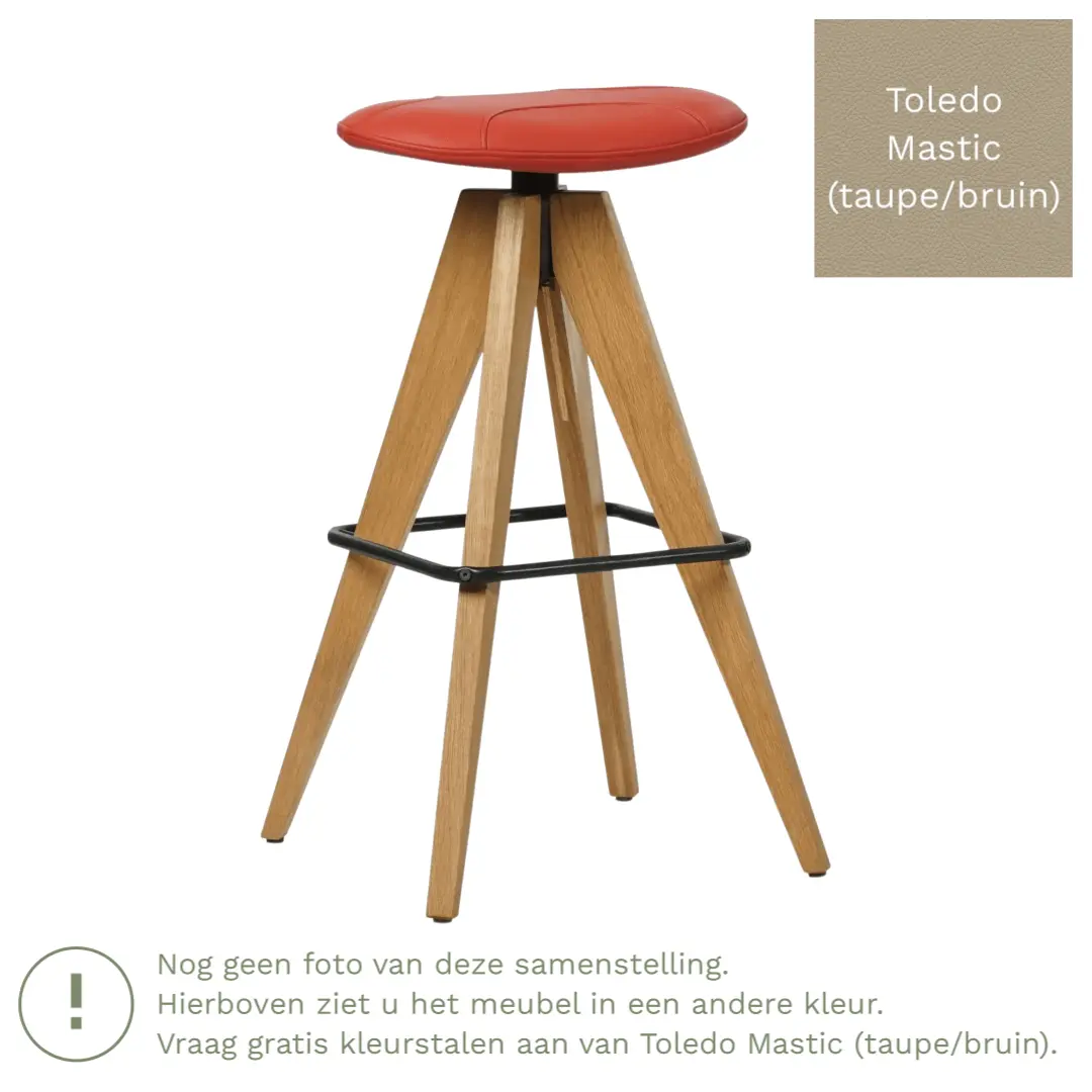 afbeelding van Leren barkruk Spot laag - Toledo Mastic (taupe/bruin)