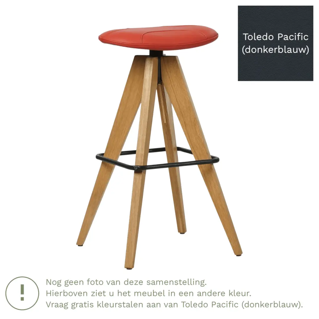 afbeelding van Leren barkruk Spot laag - Toledo Pacific (donkerblauw)