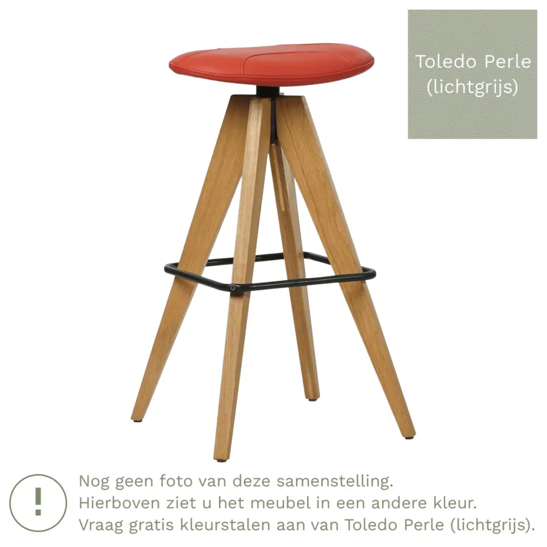 afbeelding van Leren barkruk Spot laag - Toledo Perle (lichtgrijs)