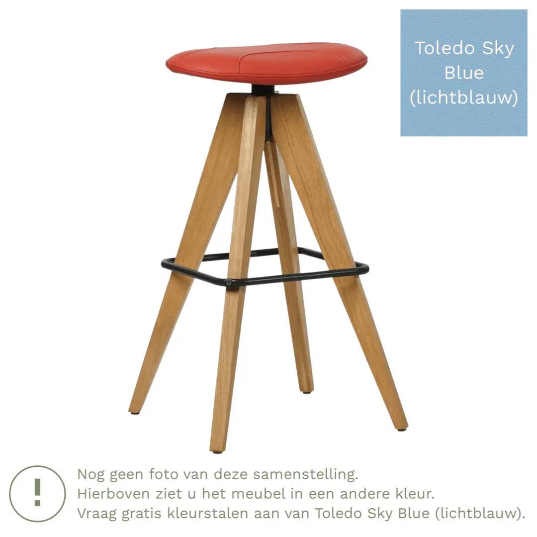 afbeelding van Leren barkruk Spot laag - Toledo Sky Blue (lichtblauw)