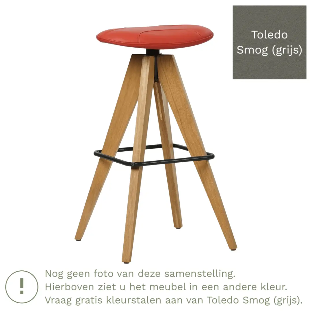 afbeelding van Leren barkruk Spot laag - Toledo Smog (grijs)