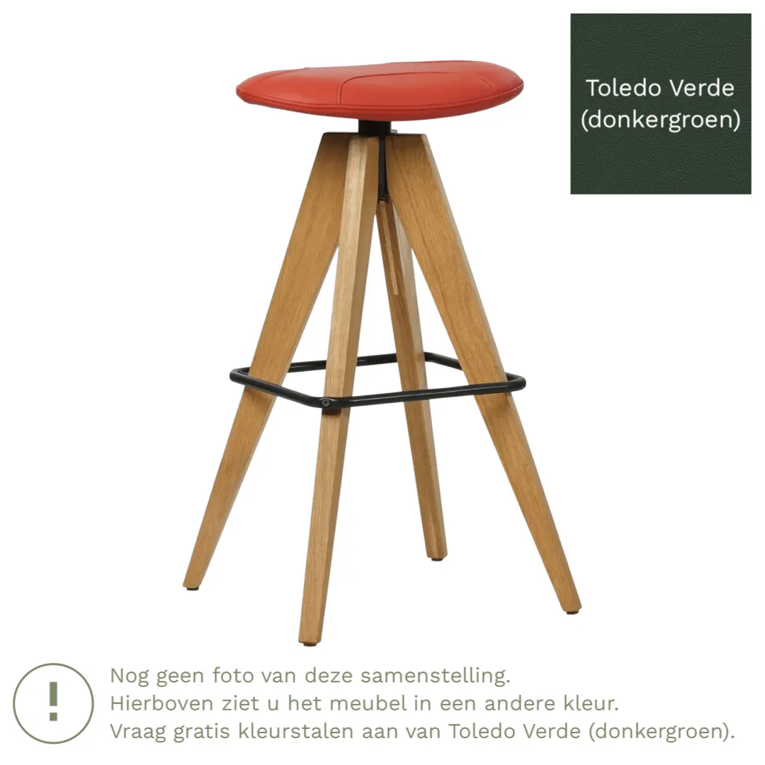 afbeelding van Leren barkruk Spot laag - Toledo Verde (donkergroen)