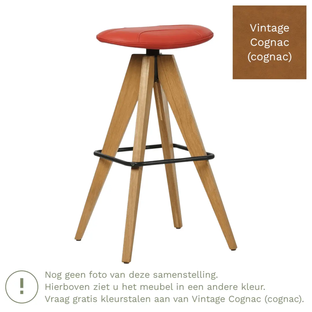 afbeelding van Leren barkruk Spot laag - Vintage Cognac (cognac)