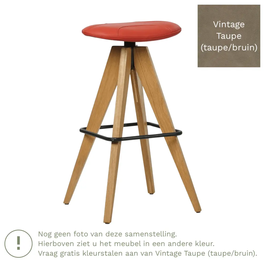 afbeelding van Leren barkruk Spot laag - Vintage Taupe (taupe/bruin)