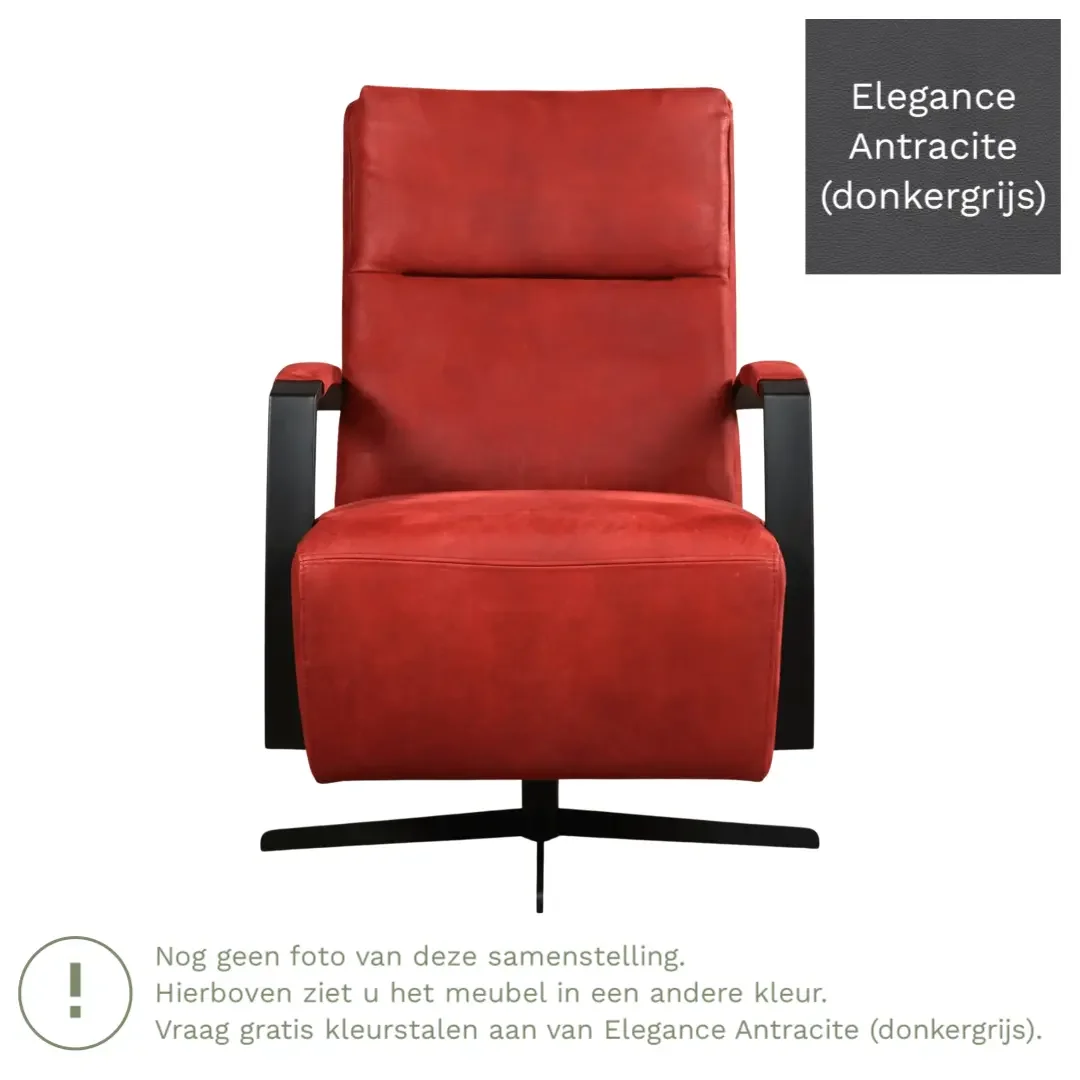 afbeelding van Leren draaifauteuil Award - Elegance Antracite (donkergrijs) - Stervoet zwart