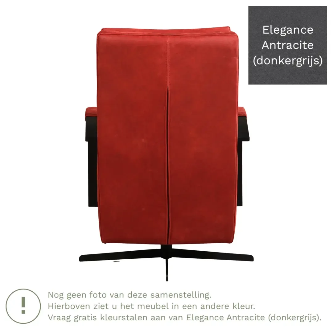 afbeelding van Leren draaifauteuil Award - Elegance Antracite (donkergrijs) - Stervoet zwart