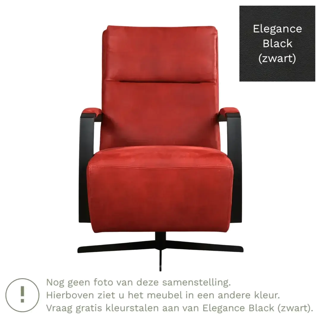 afbeelding van Leren draaifauteuil Award - Elegance Black (zwart) - Schotelvoet zwart