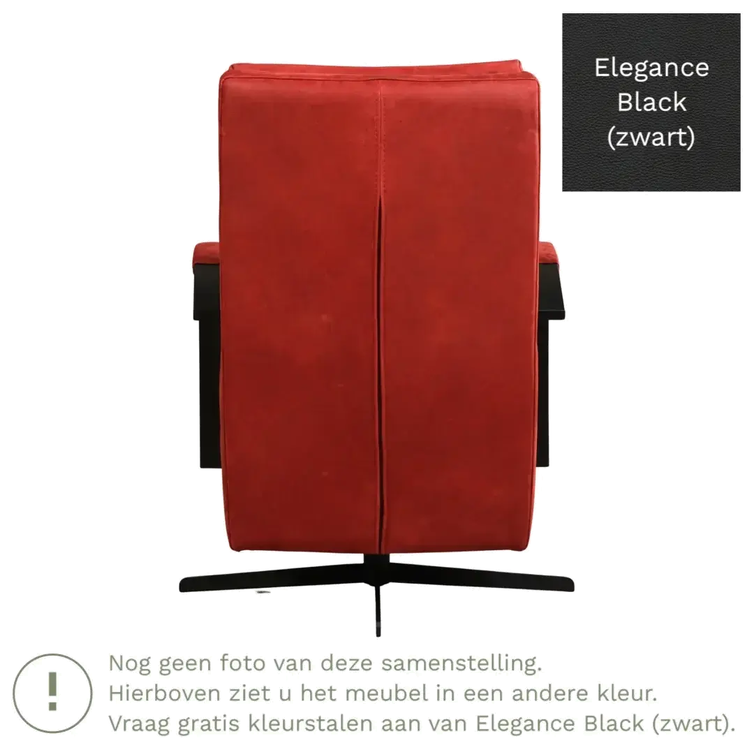 afbeelding van Leren draaifauteuil Award - Elegance Black (zwart) - Schotelvoet zwart