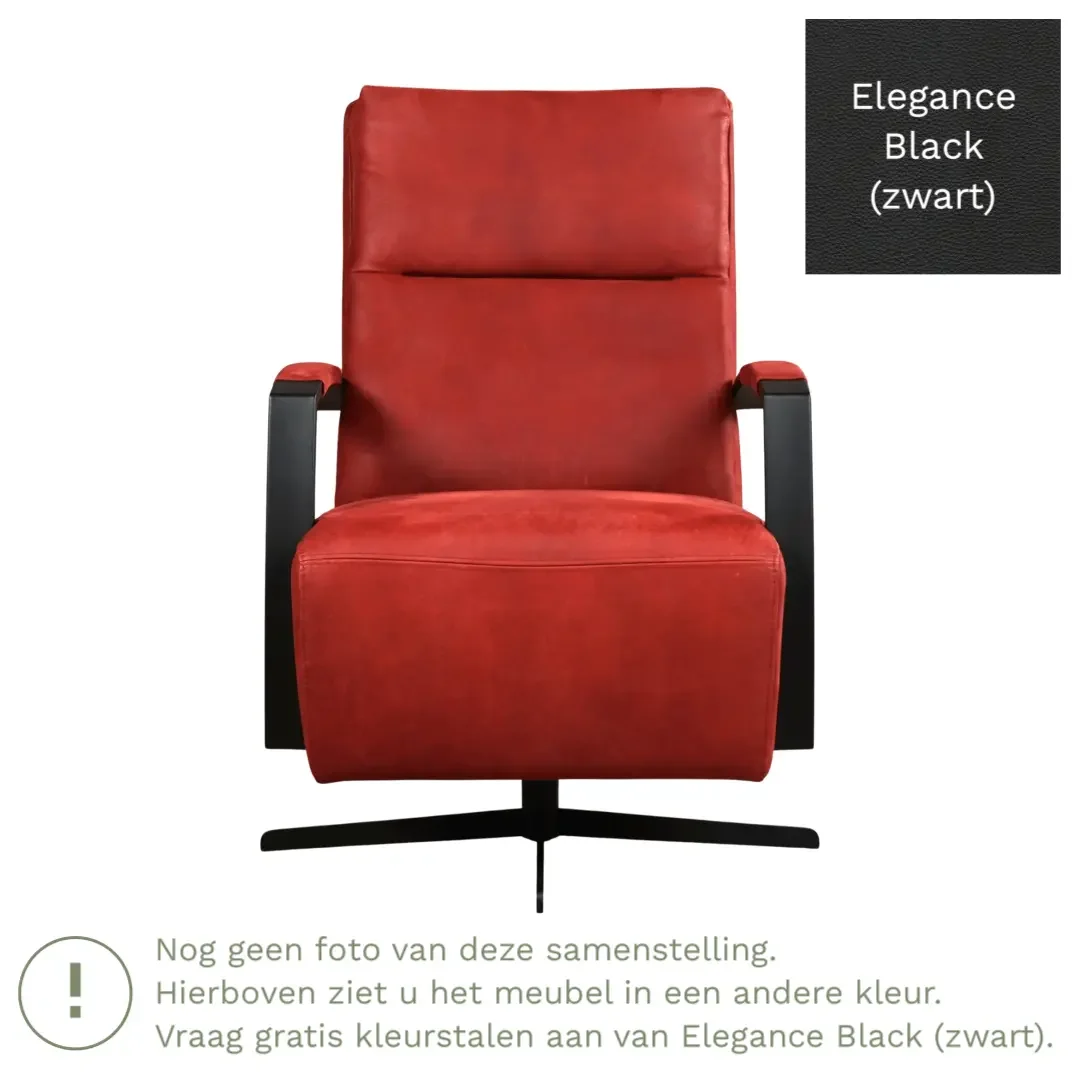 afbeelding van Leren draaifauteuil Award - Elegance Black (zwart) - Stervoet zwart